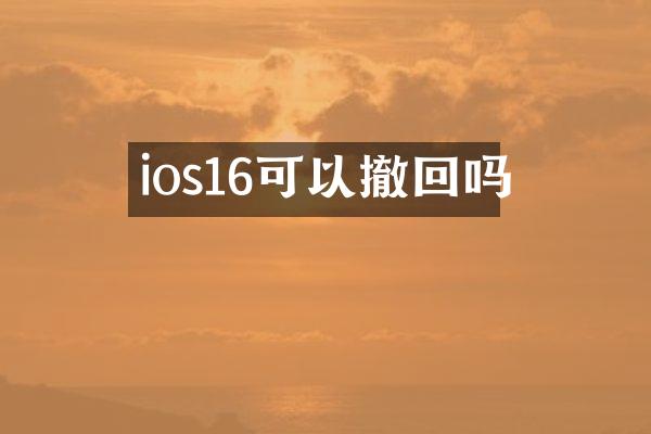 ios16可以撤回吗