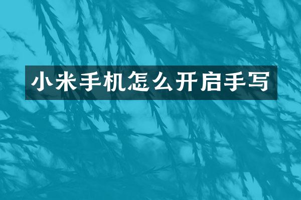 小米手机怎么开启手写