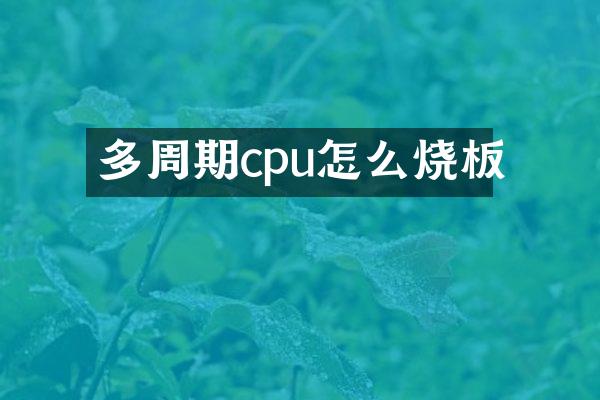 多周期cpu怎么烧板