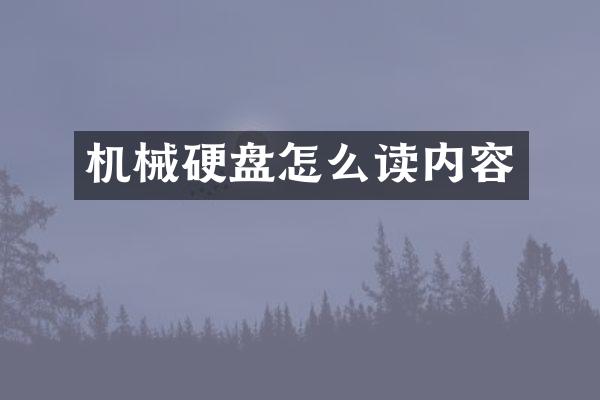 机械硬盘怎么读内容