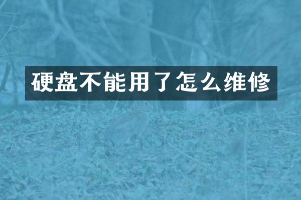 硬盘不能用了怎么维修