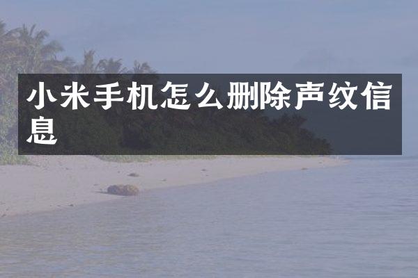 小米手机怎么删除声纹信息