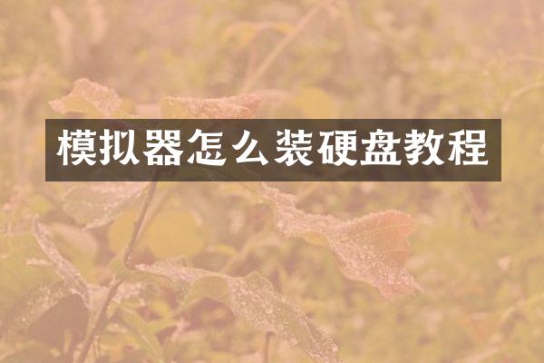 模拟器怎么装硬盘教程