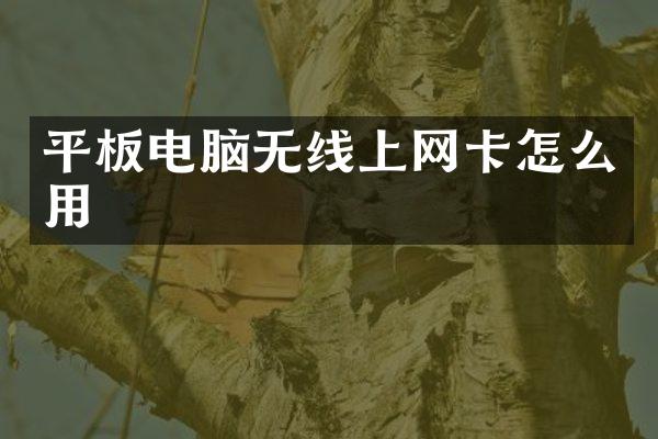 平板电脑无线上网卡怎么用