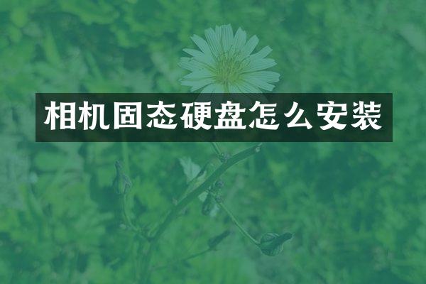 相机固态硬盘怎么安装