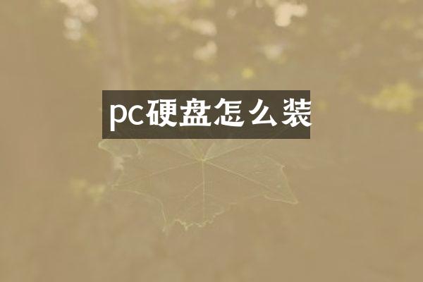 pc硬盘怎么装