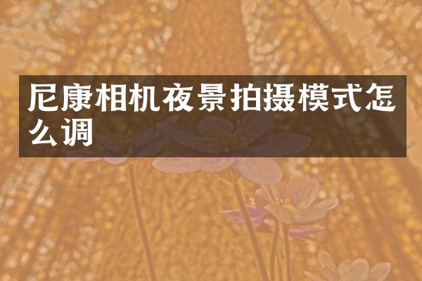 尼康相机夜景拍摄模式怎么调