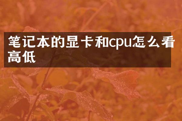 笔记本的显卡和cpu怎么看高低