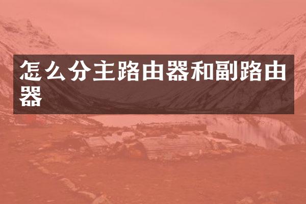 怎么分主路由器和副路由器