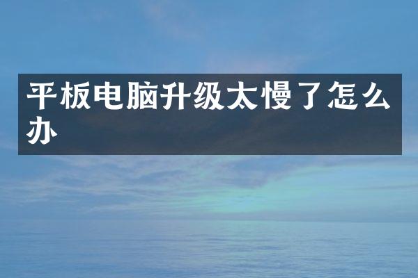 平板电脑升级太慢了怎么办