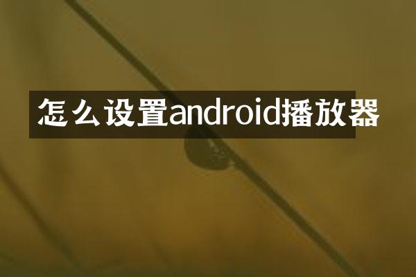 怎么设置android播放器