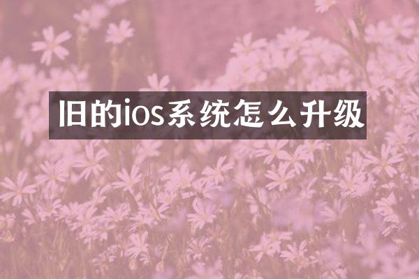 旧的ios系统怎么升级