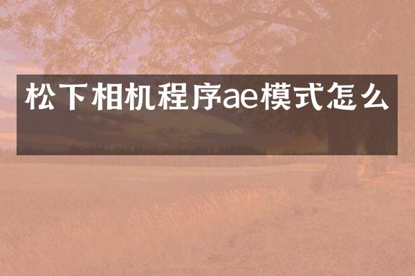 相机程序ae模式怎么开