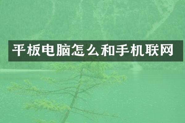 平板电脑怎么和手机联网