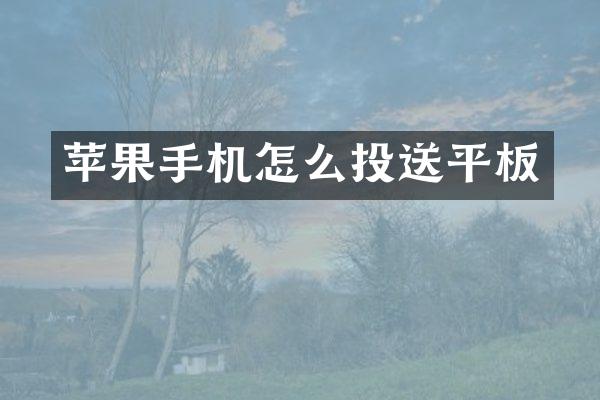 苹果手机怎么投送平板