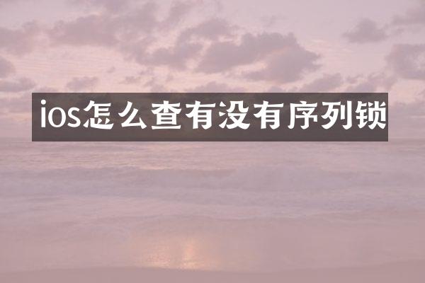 ios怎么查有没有序列锁