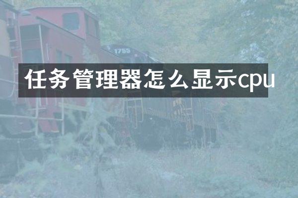 任务管理器怎么显示cpu