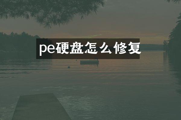 pe硬盘怎么修复