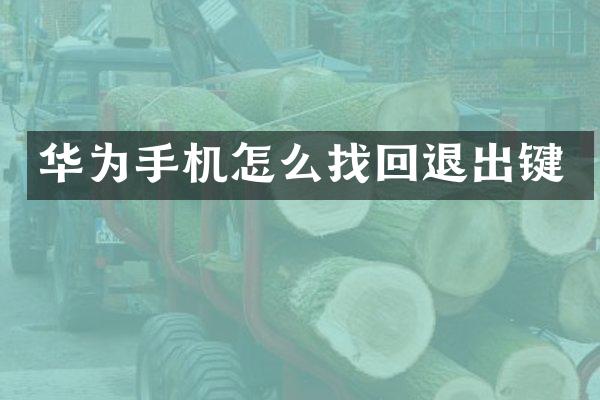 华为手机怎么找回退出键
