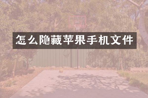 怎么隐藏苹果手机文件