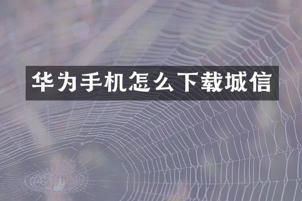 华为手机怎么下载城信