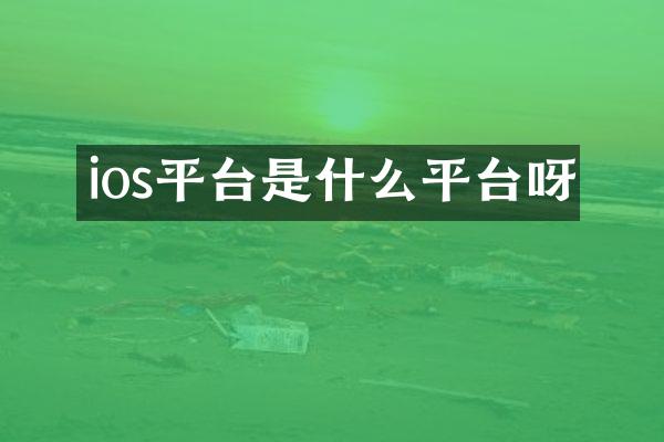 ios平台是什么平台呀