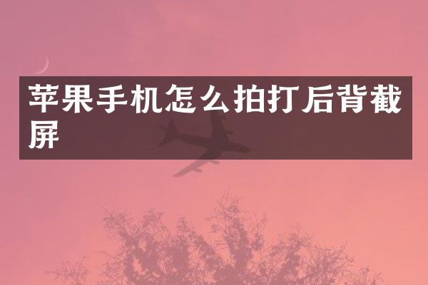 苹果手机怎么拍打后背截屏