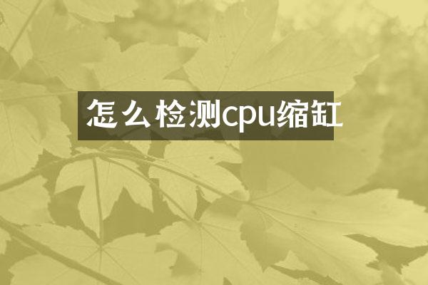 怎么检测cpu缩缸