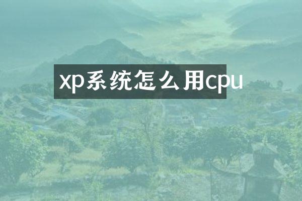 xp系统怎么用cpu