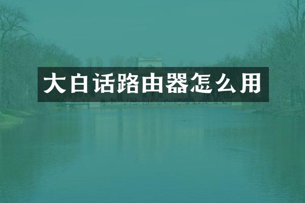 大白话路由器怎么用