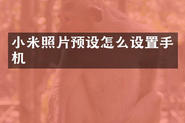 小米照片预设怎么设置手机