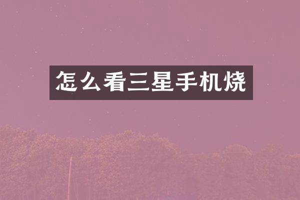 怎么看三星手机烧