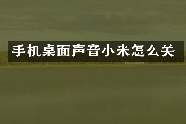 手机桌面声音小米怎么关