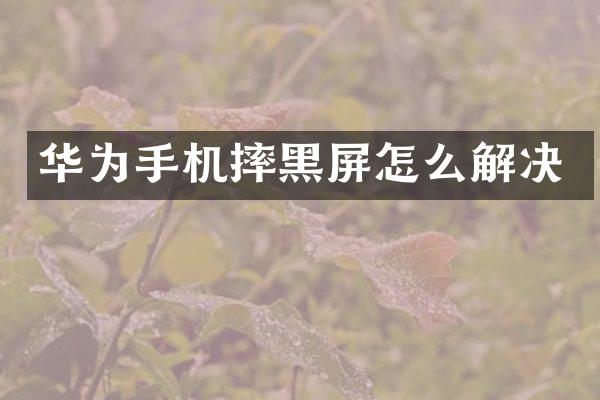 华为手机摔黑屏怎么解决