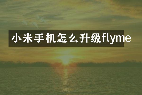 小米手机怎么升级flyme