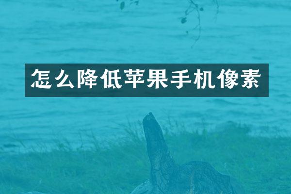 怎么降低苹果手机像素
