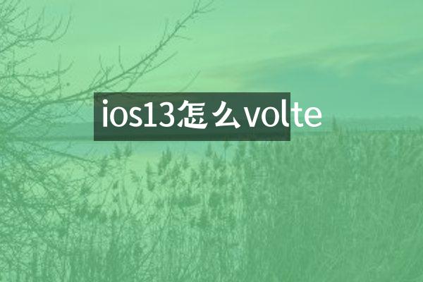 ios13怎么volte