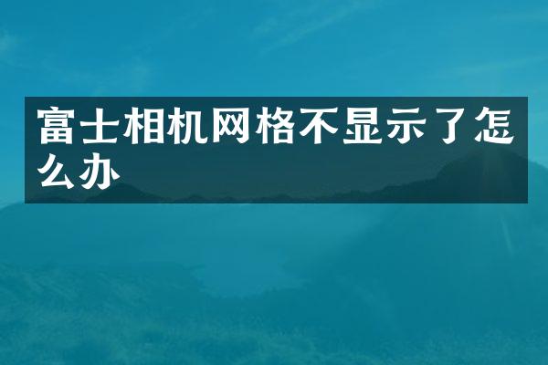 富士相机网格不显示了怎么办