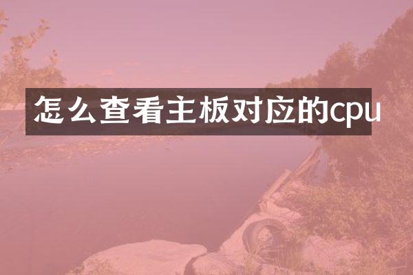 怎么查看主板对应的cpu
