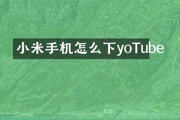小米手机怎么下yoTube