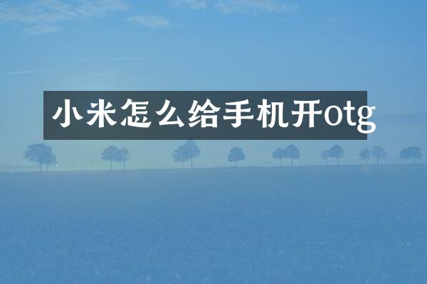 小米怎么给手机开otg
