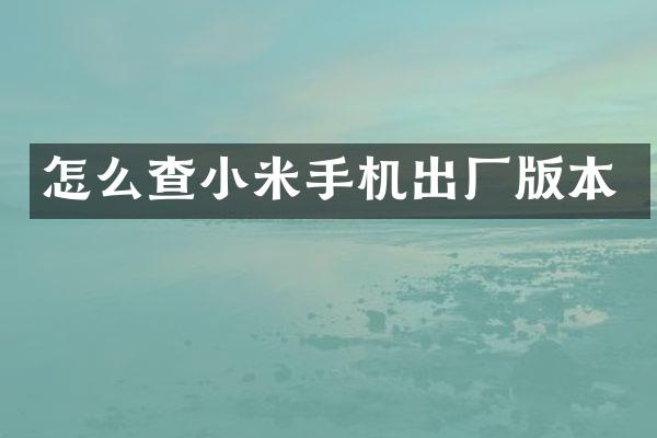 怎么查小米手机出厂版本