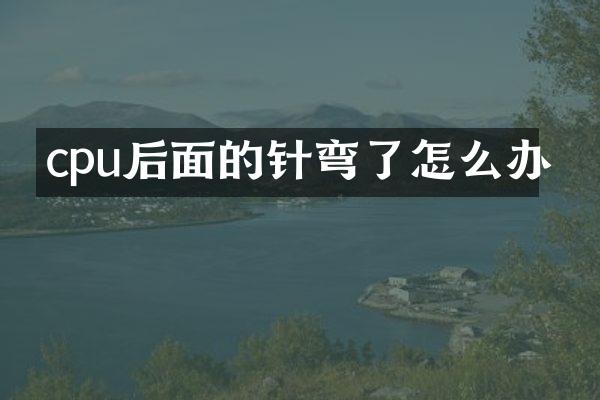 cpu后面的针弯了怎么办