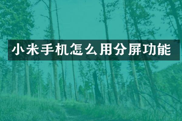 小米手机怎么用分屏功能