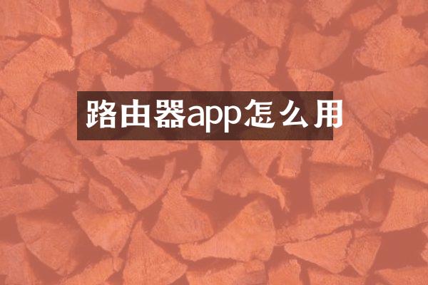 路由器app怎么用