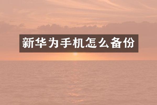 新华为手机怎么备份