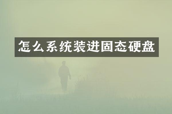 怎么系统装进固态硬盘