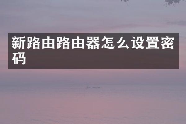 新路由路由器怎么设置密码