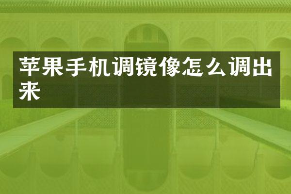 苹果手机调镜像怎么调出来