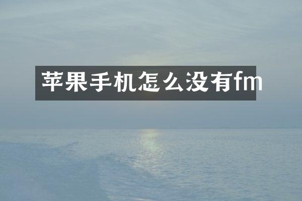 苹果手机怎么没有fm